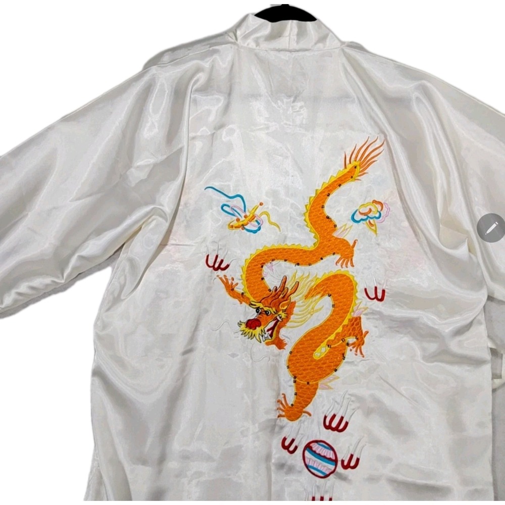 Vtg Kimono S M L Asian Robe Dragon Embroidered Womens‎ Chinese Chinoiserie Style